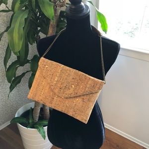 Like New! J Crew Metallic Gold/Cork Clutch/Bag